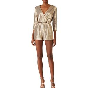 Ali & Jay Gold Sequin 3/4 Romper L